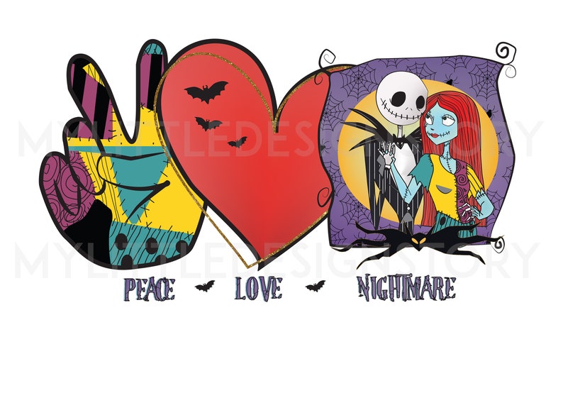 Download Peace Love Nightmare Sublimation PNG Download Instant png | Etsy