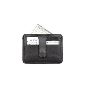 Royal Black Leather Slim Snap Card Holder, Estuche de tarjeta de cuero de mujer, Cartera de cuero de hombre, Estuche de tarjeta de cuero unisex, Titular de tarjeta minimalista