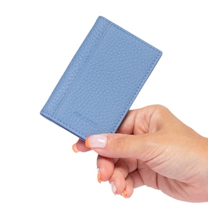 Estuche de tarjeta de bolsillo vertical delgado de cuero azul helado, monedero de cuero de mujer, billetera de cuero de hombre, estuche de tarjeta de cuero unisex, titular de tarjeta minimalista