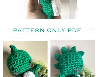 CROCHET PATTERN amigurumi cute baby dinosaur crochet pattern little green dino tutorial pdf