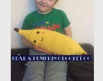 CROCHET PATTERN: giant amigurumi crochet banana tutorial cute crochet fruit toy play food chibi fruit with a face