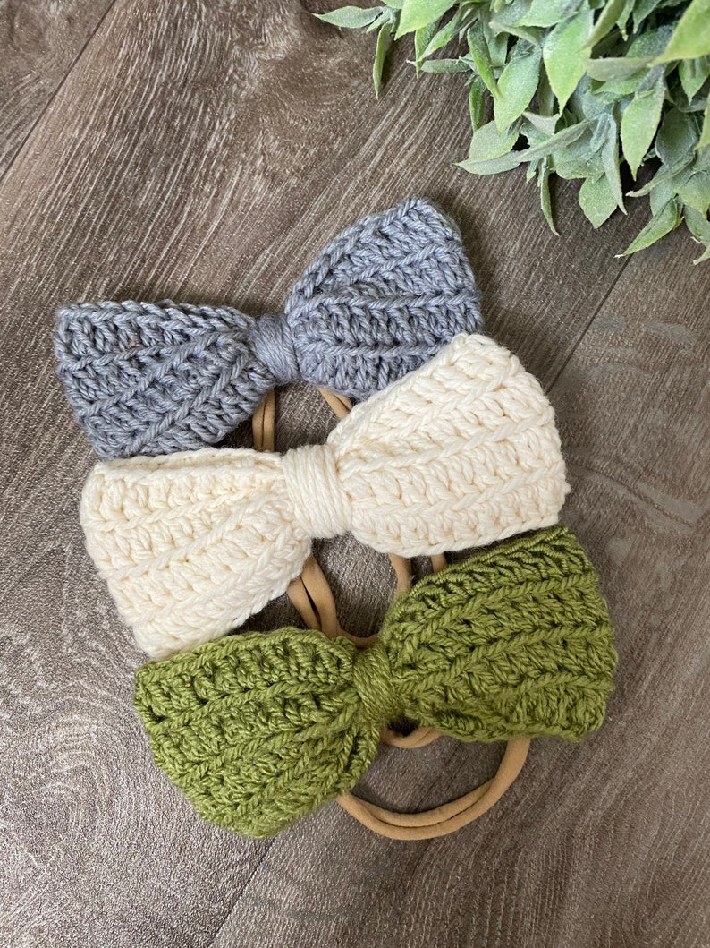 Crochet bow headband alice band babies toddler children adults pink rainbow Christmas stocking fillers
