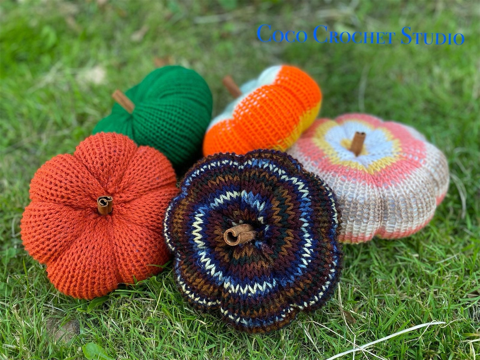 Knitted pumpkins handmade autumn Halloween fall winter home Etsy