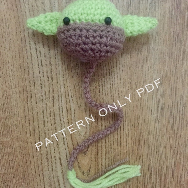 CROCHET PATTERN: Baby green Alien the child crochet amigurumi bookmark pattern pdf digital download tutorial