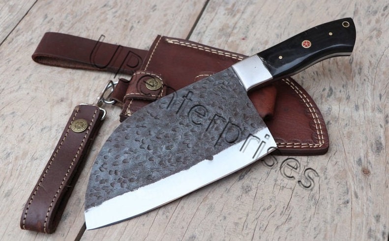 Heavy duty Carbon steel Cleaver / Meat chopper with Burnt Camel bone a –  Titan International K.