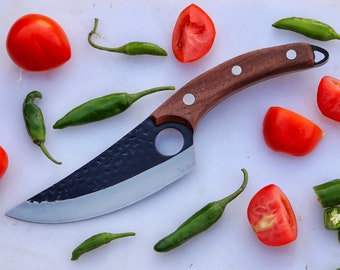 Beautiful Handmade High Quality Steel Kitchen Knife / Chef Knife / Birthday Gift / Gift For Him / Gift For Her With Leather Sheath
