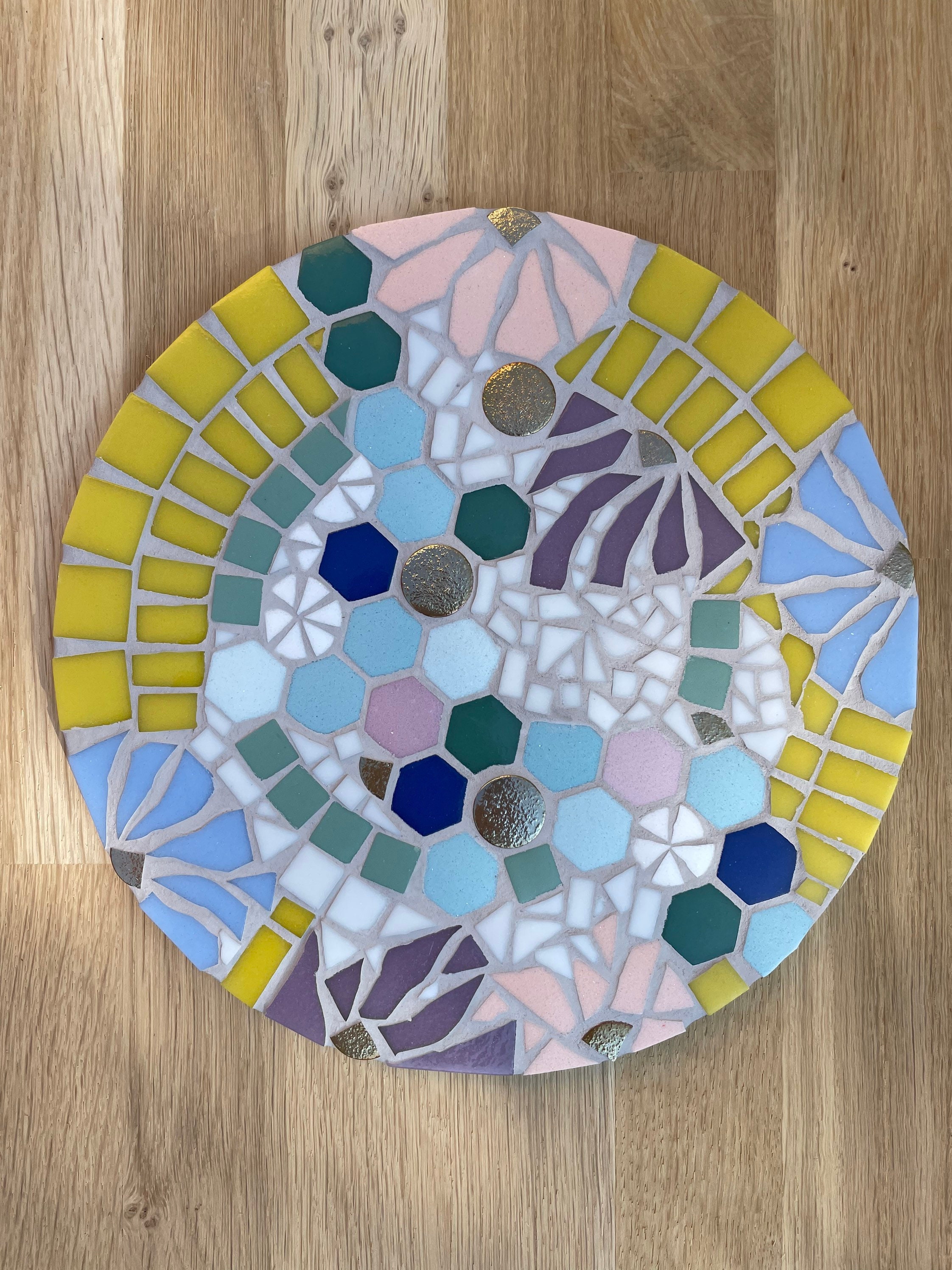 Original Mosaic Trivet, Wall Decoration, Colorful 26 cm Diameter - Dessous-De-Plat Mosaïque, Décorat