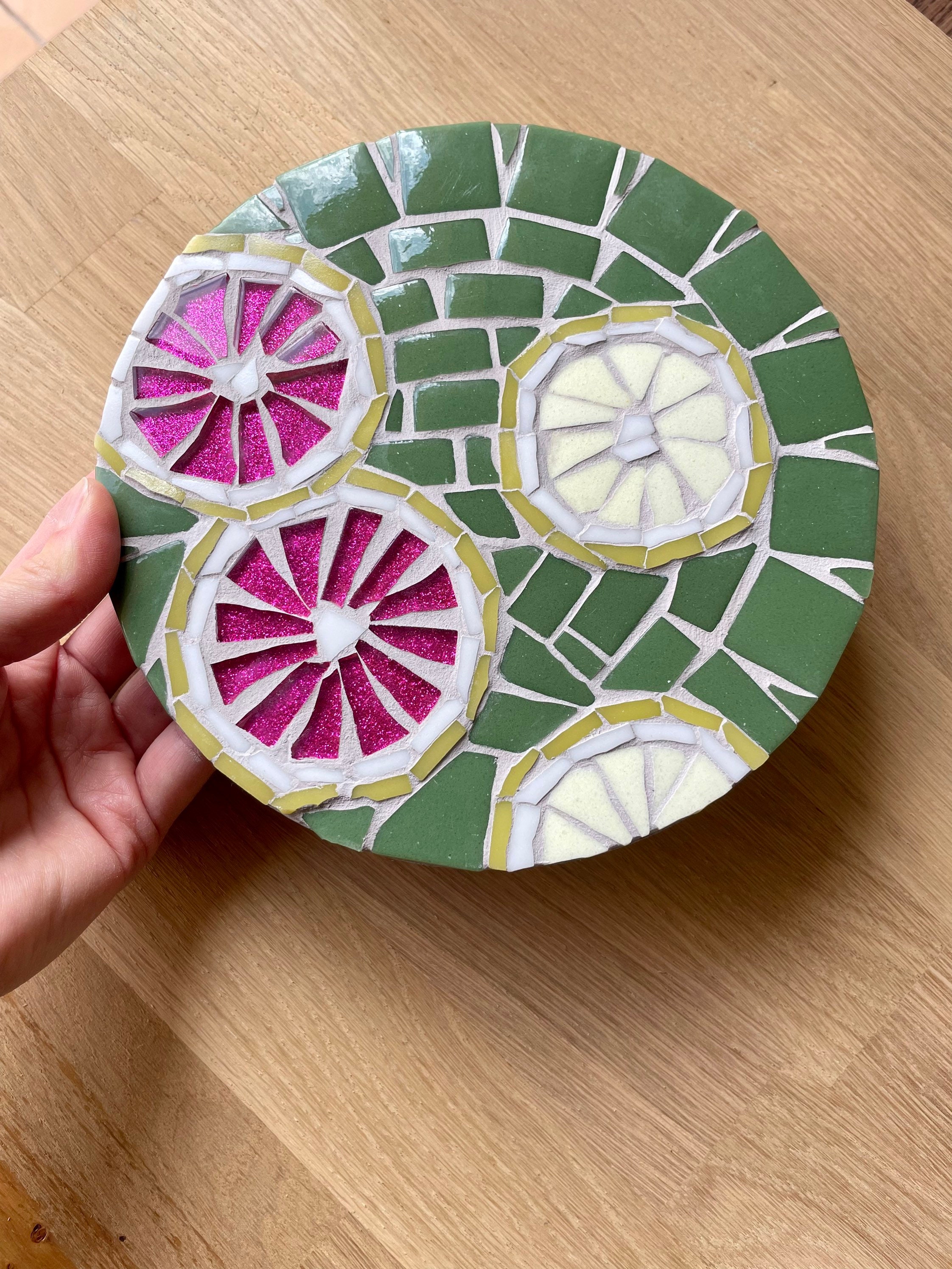 Original Mosaic Trivet Colorful 18 cm Diameter - Dessous-De-Plat Mosaïque en Couleurs de Diamètre