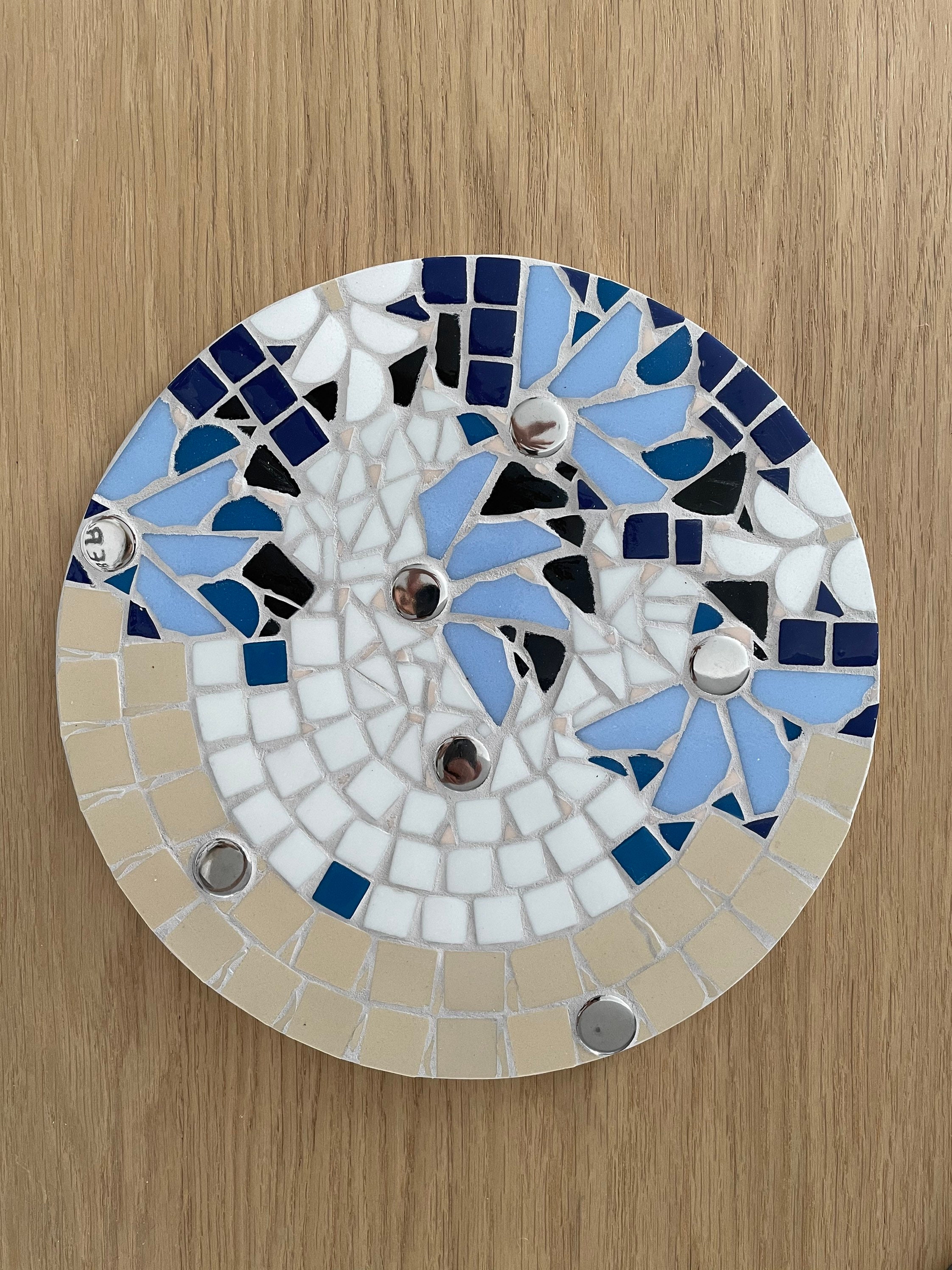 Original Mosaic Trivet, Wall Decoration, Colorful 26 cm Diameter - Dessous-De-Plat Mosaïque, Décorat