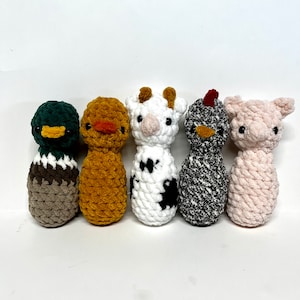 Crochet Cuddle Critters, handmade Gift Idea, Crocheted Peg Dolls, Baby Rattles