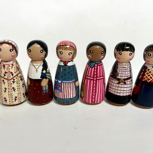 American Girl Peg Dolls, Hand-painted Wooden toys, nostalgic gift
