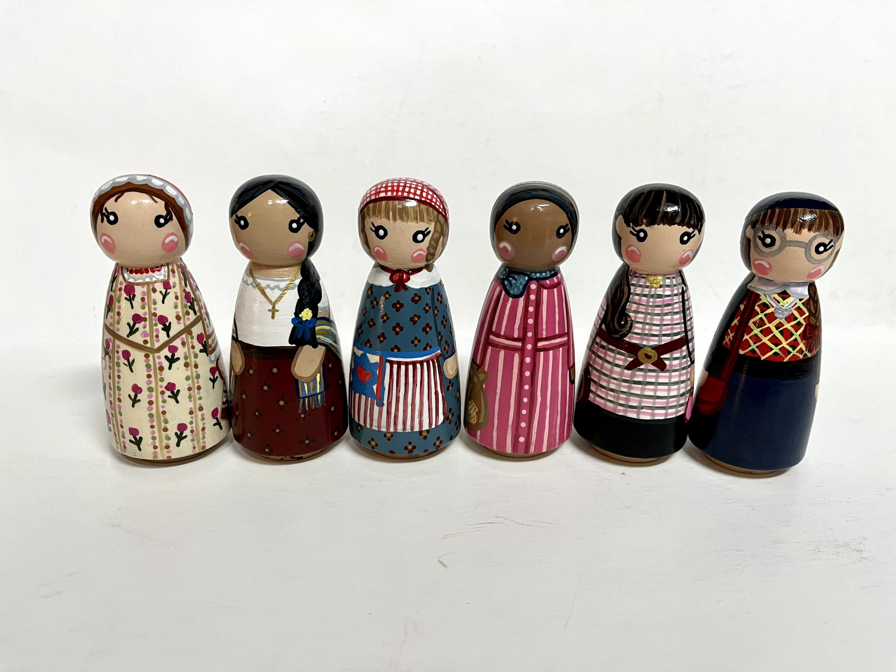 Hand Painted Peg Dolls, Wooden Dolls, Women in History, Educational, Wooden  Toys 