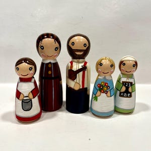 Prarie Family Wooden Peg Doll, Handmade Book Lovers Gift