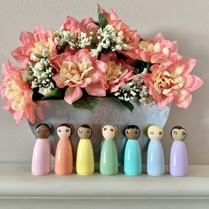 Pastel Rainbow Peg Doll Set