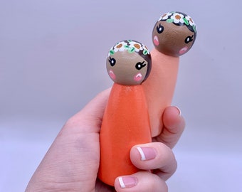 Simple Orange Peg Doll Set