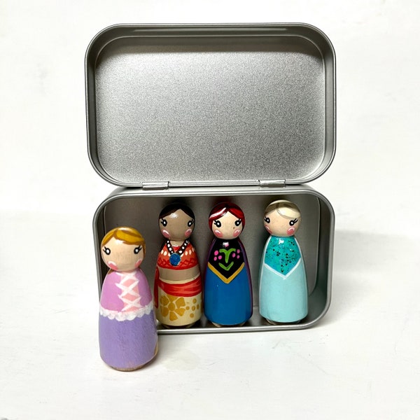 Travel Pack Princess Peg Dolls, Purse or Diaper Bag Accessory, Take-And-Go Entertainment