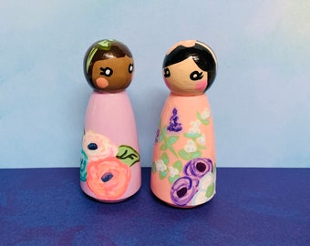Pastel Floral Peg Dolls