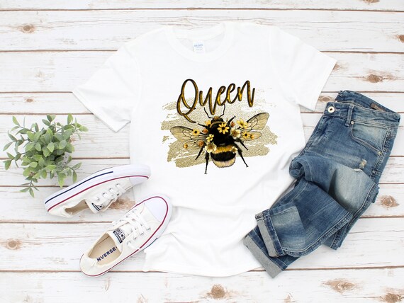 Ladies White T-shirt Queen Bee White T 