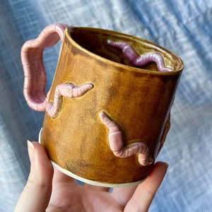 MADE TO ORDER Worm Mug, Handmade Ceramic