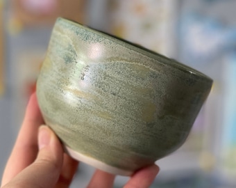 Simple Green Bowl, Handmade Ceramic, 13oz *Ready to Ship*