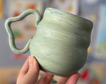 Matte Blue-Green Mug, Handmade Ceramic, 12oz *Ready to Ship*