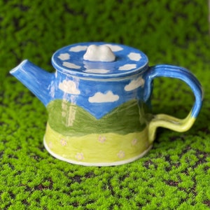 Peaceful View Personal Teapot, Handmade Ceramic, 16oz *Ready to Ship*