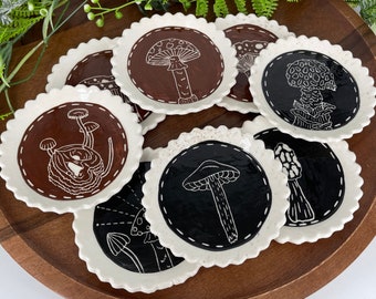 Mushroom Coasters, Small Dishes, Handmade Ceramic *Ready to Ship*