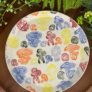 Rainbow Mushroom Plates, Handmade Ceramic Ready to Ship image 5