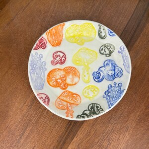 Rainbow Mushroom Plates, Handmade Ceramic Ready to Ship 4 inch