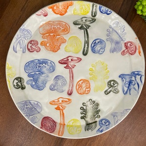 Rainbow Mushroom Plates, Handmade Ceramic Ready to Ship image 4