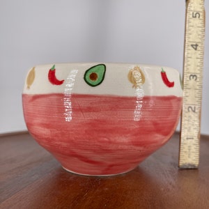 Guacamole Border Bowl, Handmade Ceramic, 18oz Ready to Ship image 6