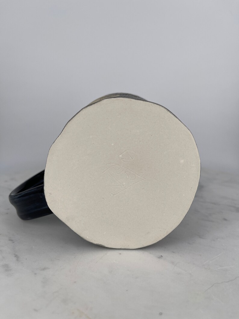 Handmade Matte Black Ceramic Mushroom Mug, Gold Decal, 12oz image 6