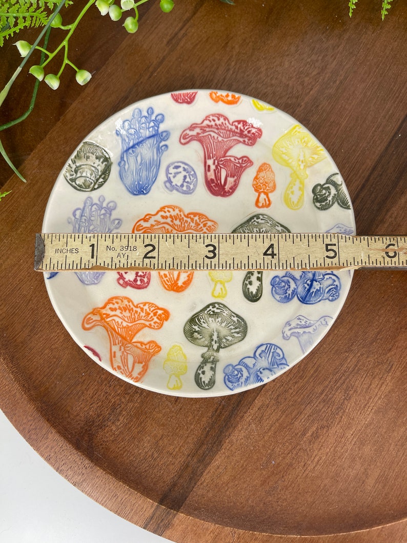 Rainbow Mushroom Plates, Handmade Ceramic Ready to Ship image 7