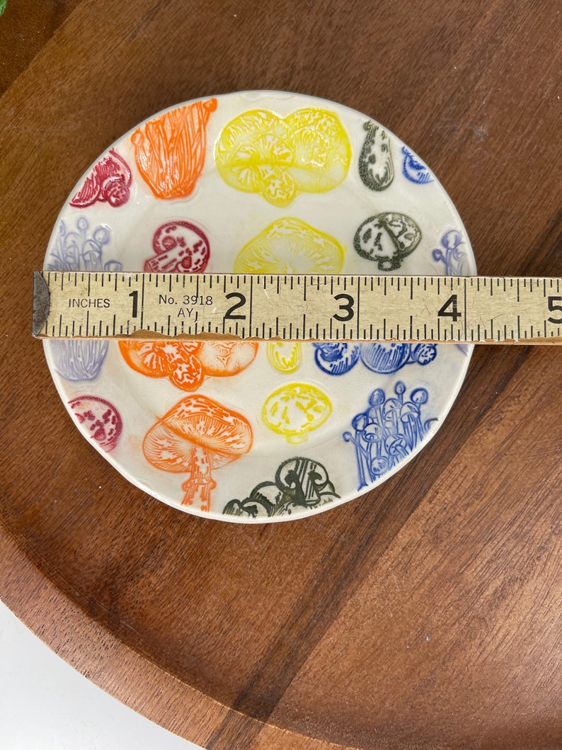 Rainbow Mushroom Plates, Handmade Ceramic Ready to Ship image 6