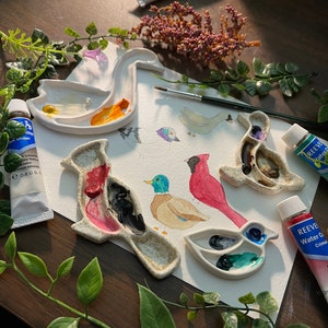 Mini Bird Paint Palettes, Handmade Ceramic, Ready To Ship