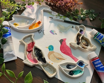 MADE TO ORDER, Mini Bird Paint Palettes, Handmade Ceramic