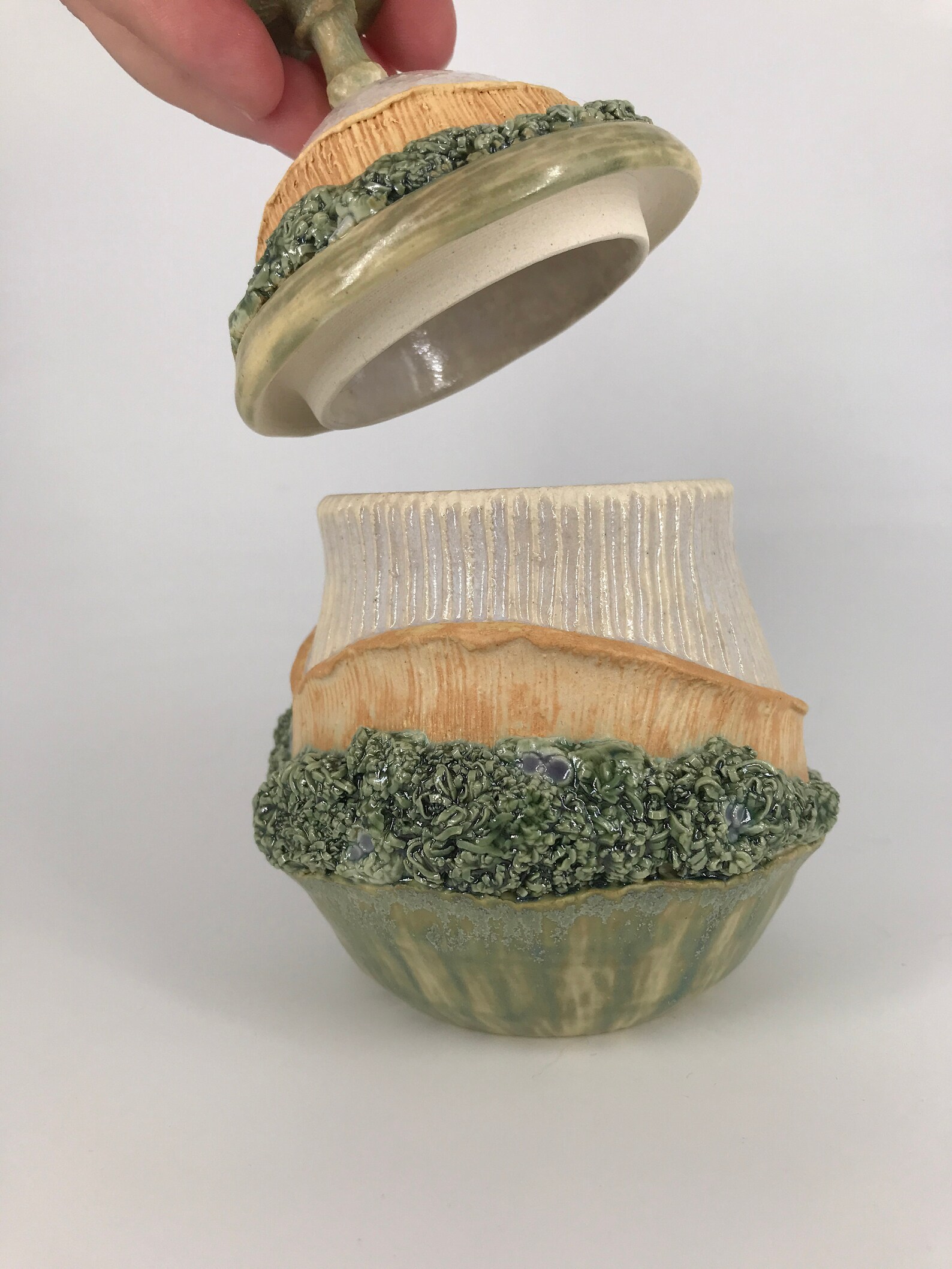 Mossy Cream and Sugar Set Handmade Pottery Stoneware White Etsy
