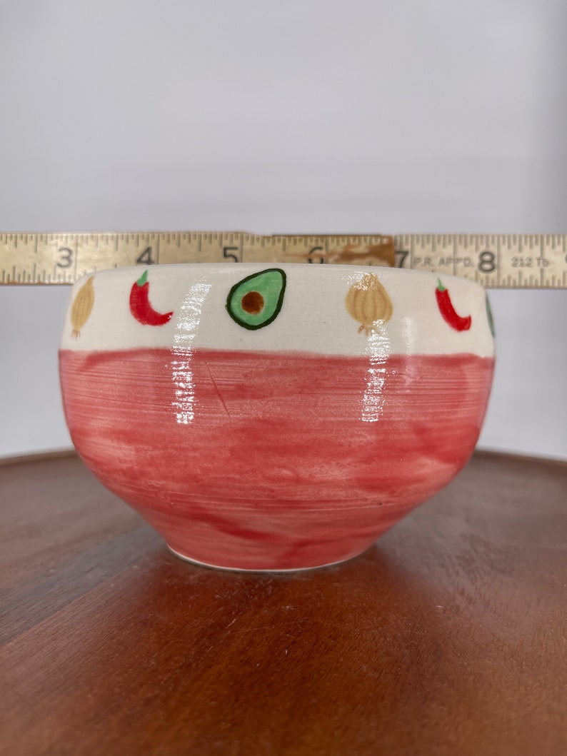 Guacamole Border Bowl, Handmade Ceramic, 18oz Ready to Ship image 5