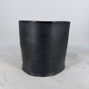 Handmade Matte Black Ceramic Mushroom Mug, Gold Decal, 12oz image 3