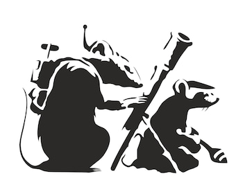 Ratas Banksy con Lanzacohetes. Gráfico vectorial cuttable de alta calidad.