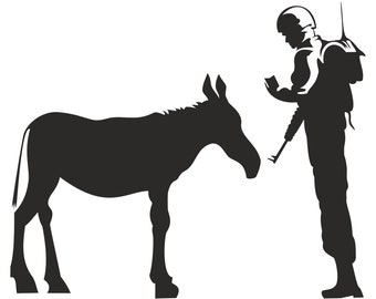 Banksy Vector - Bethlehem Donkey - Gráfico vectorial cortable de alta calidad.