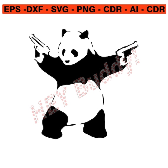 Banksy - Panda With Guns - High Quality Cuttable Vector