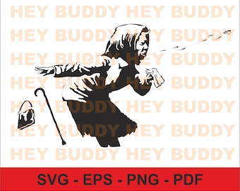 Banksy "Mujer Estornudando". Gráfico vectorial cuttable de alta calidad.