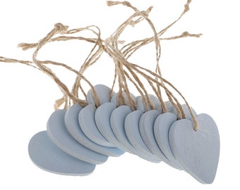 10 x Blue Wooden Hanging Decorative Hearts - Perfect for Home Decoration, Crafts or Gifts