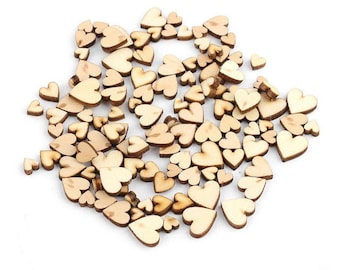 Mixed Small Plain Wooden Hearts - Perfect for Wedding Confetti Decorations or Crafts