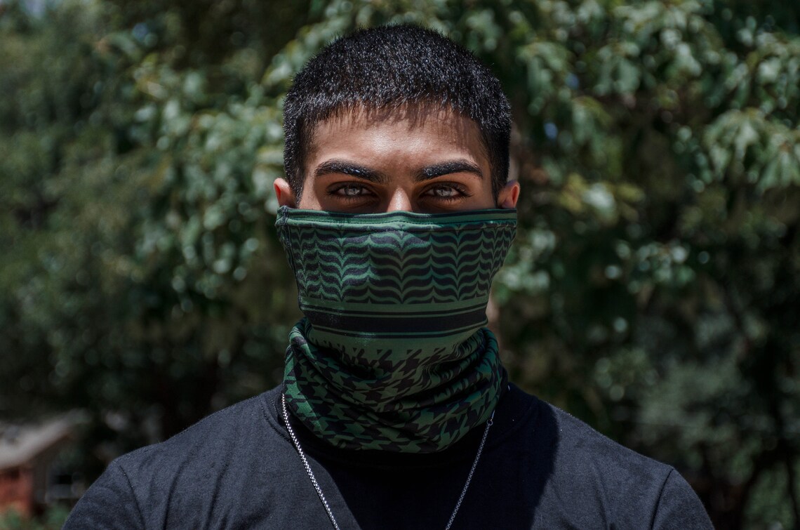 Green Keffiyeh Mask Kufiya Shemagh Palestinian Mask Arab Etsy
