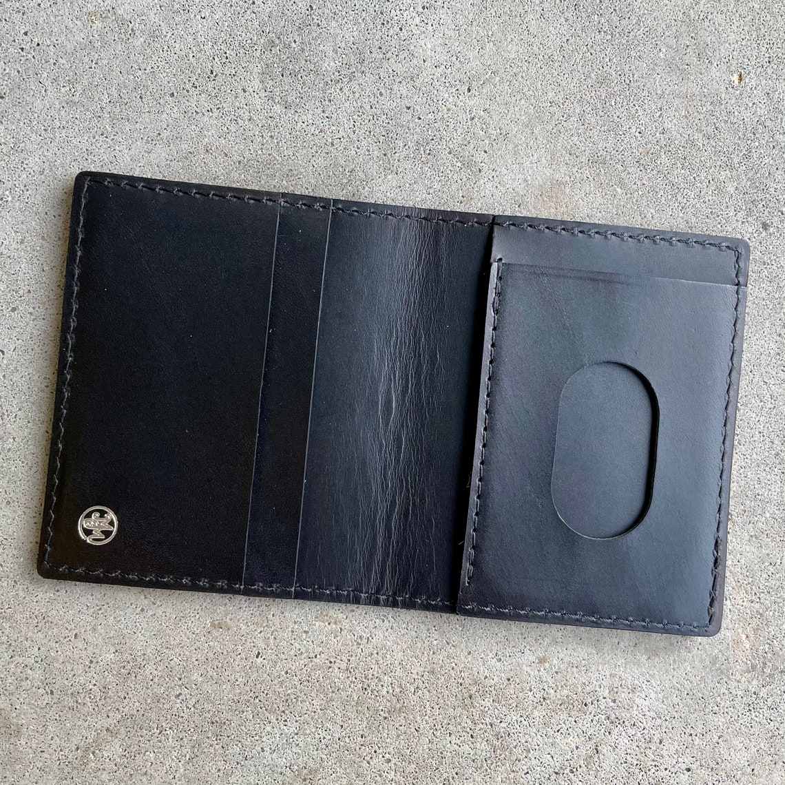 Shell Cordovan Leather Minimalist Bifold Wallet Made in US | Etsy