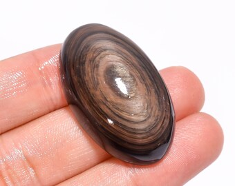 Incroyable qualité supérieure 100 % naturel arc-en-ciel oeil obsidienne forme ovale cabochon pierre précieuse en vrac pour la fabrication de bijoux 61,5 ct. 37X22X11mm SB8649