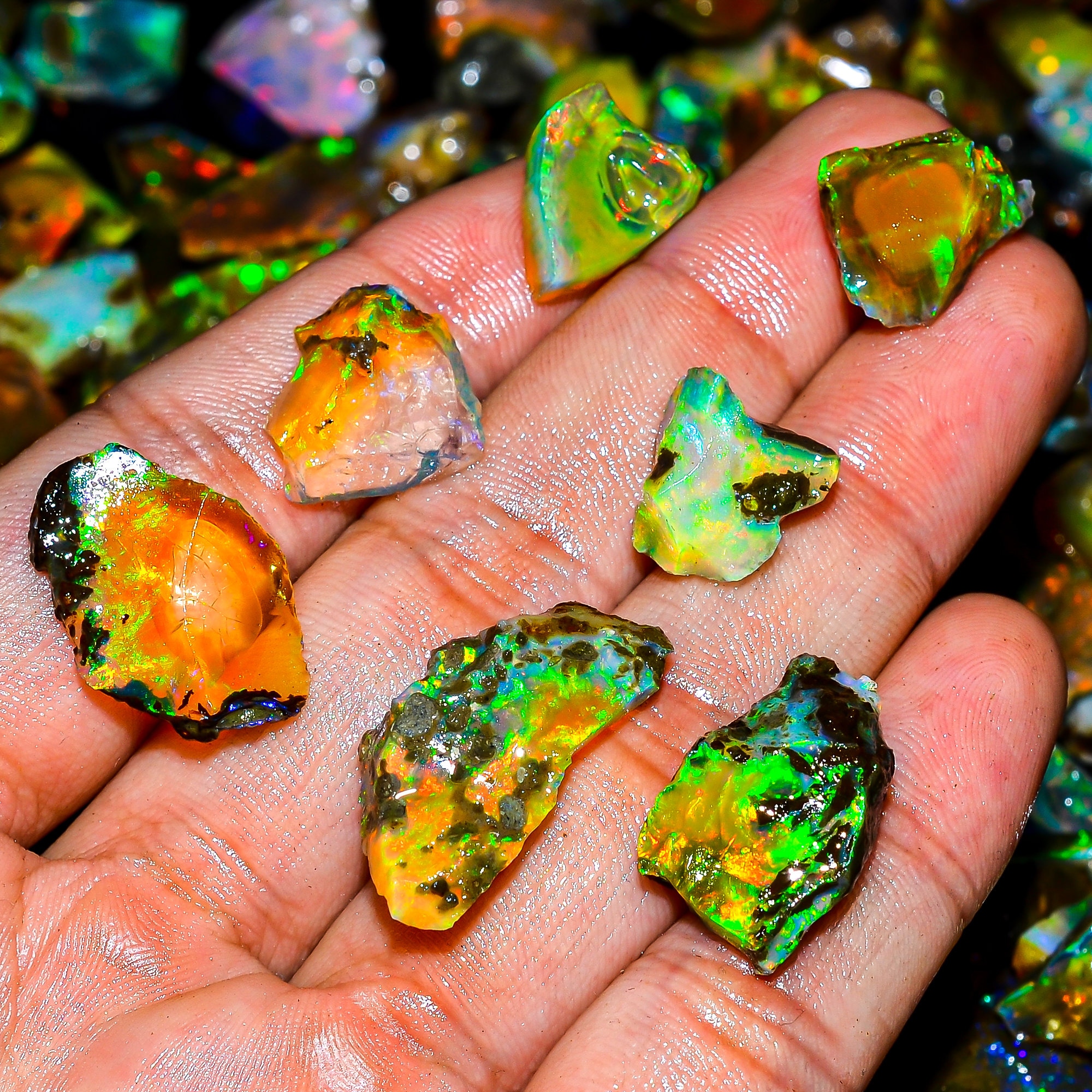 Opale Nero 6 X 4 Mm - Opale Di Fuoco Etiope Nero Naturale - Opale - Foto 4