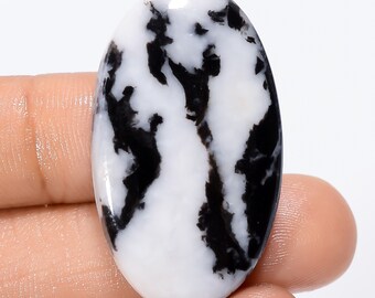 Excellent Top Grade Quality 100% Natural Black Zebra Jasper Oval Shape Cabochon Loose Gemstone For Making Jewelry 45.5 Ct 37X21X5mm SB-29146